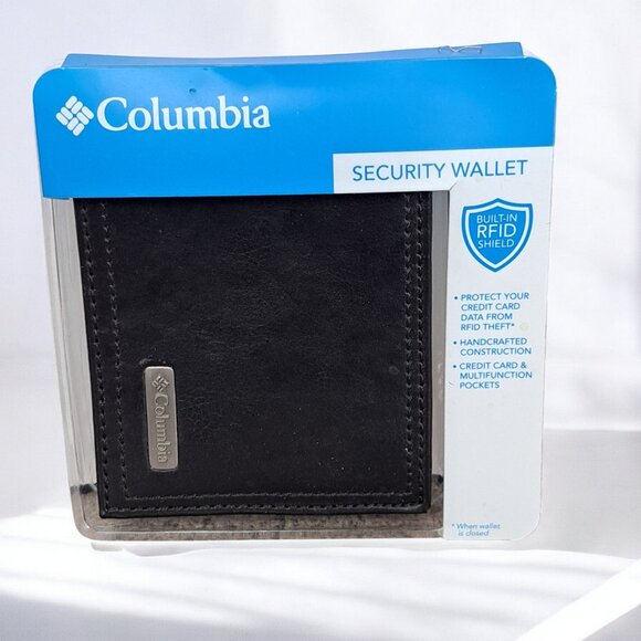 Columbia Men's Black Leather RFID Blocking Bifold Security Wallet - Picture 1 of 6